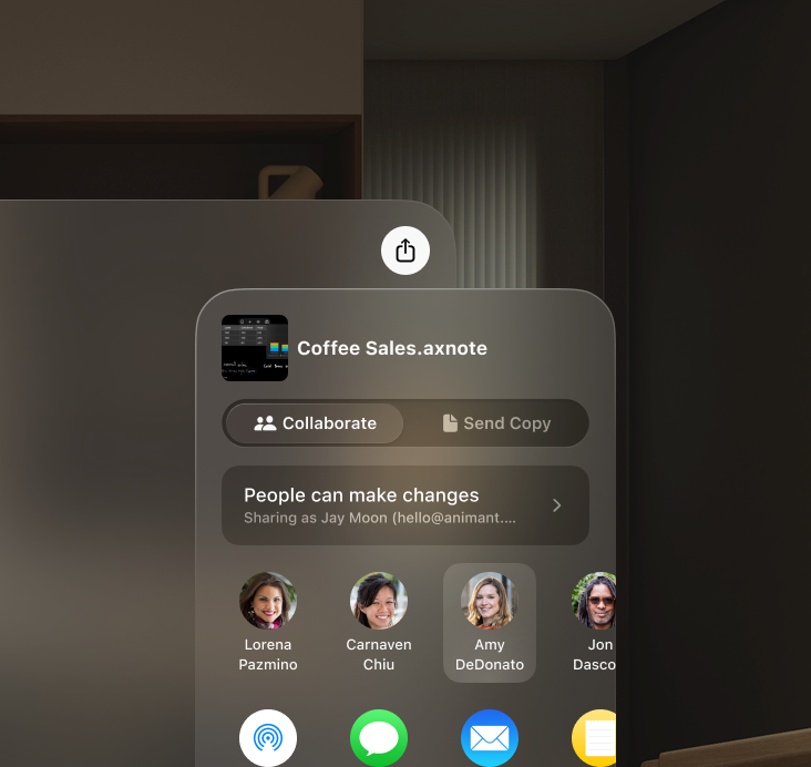 Collaborative notes in AxNote